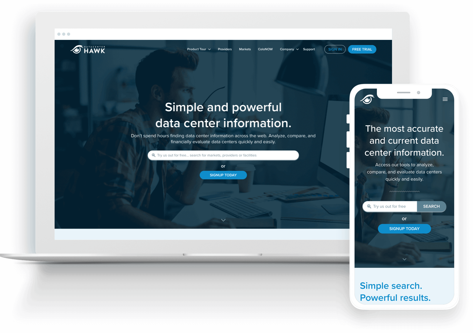 datacenterHawk marketing site hero section